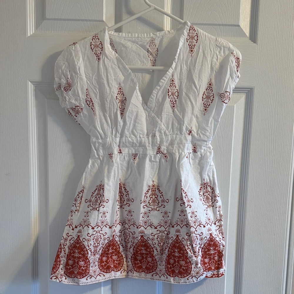 White and Red Women's Blouse